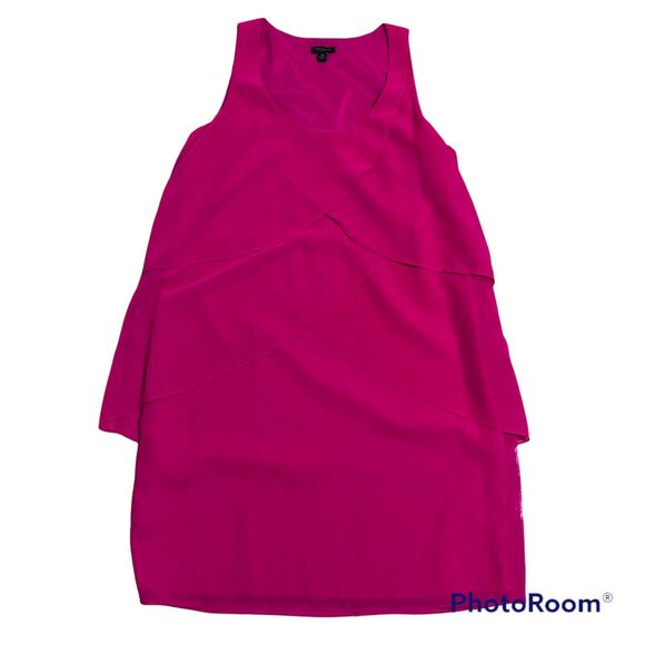 ANN TAYLOR WOMENS FIUSHA TIERED CHIFFON DRESS SZ 10 HIGH- LOW PARTY DRESS ZIP - Picture 1 of 9